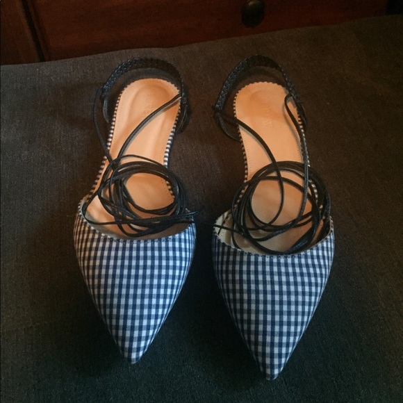 J. Crew navy gingham slingback flats - Picture 7 of 9
